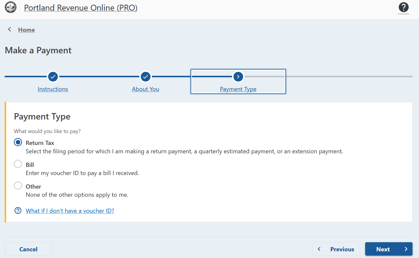 Screenshot of TriMet extension payment options to choose.