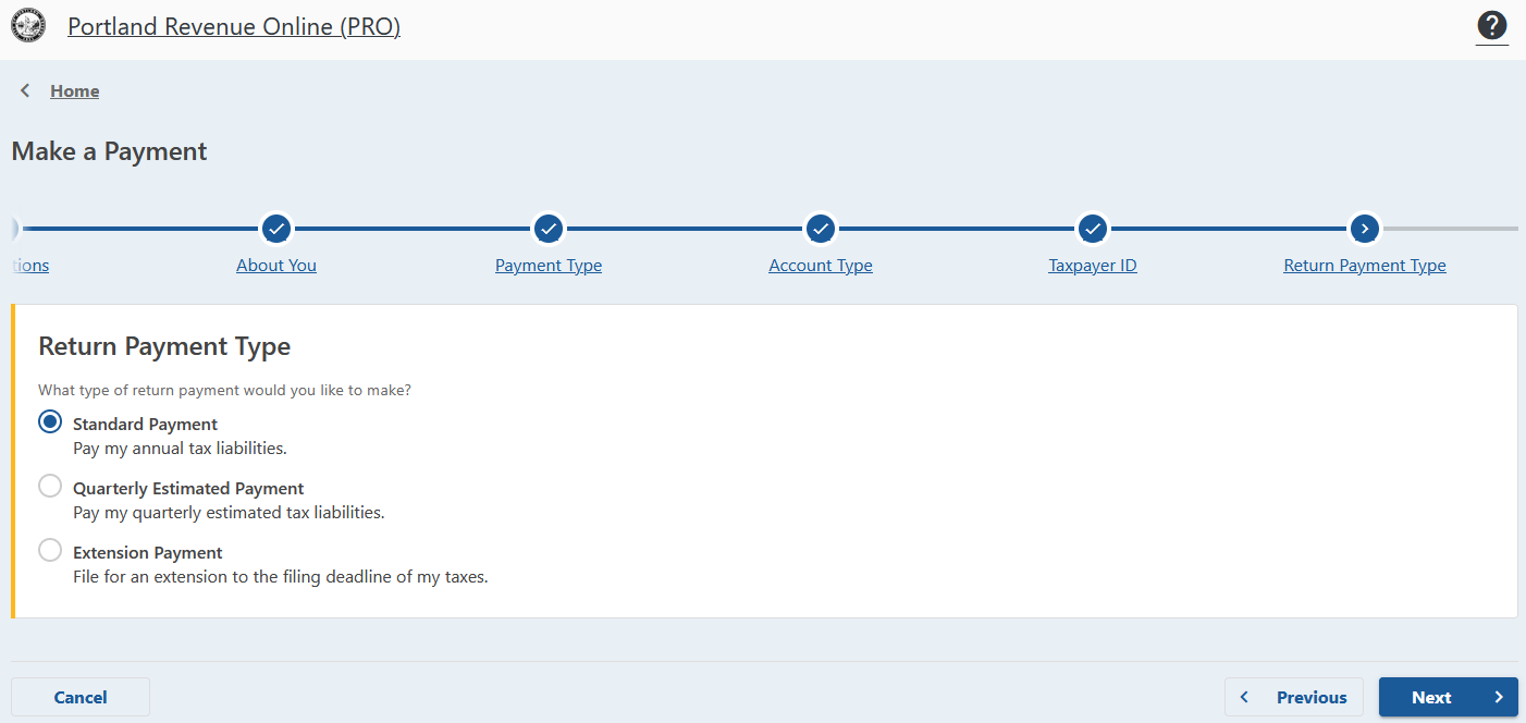 Screenshot of TriMet extension payment options to choose.