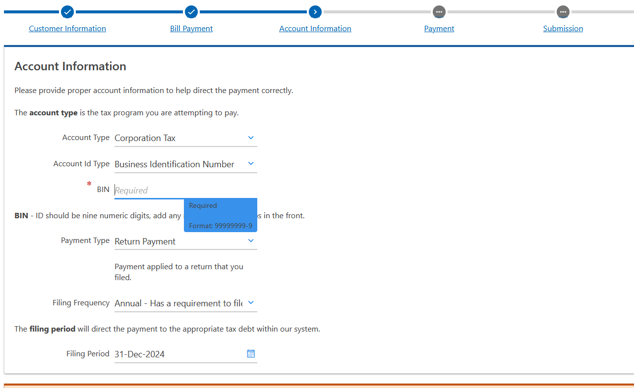 Screenshot of Oregon S-Corp extension payment options to choose.
