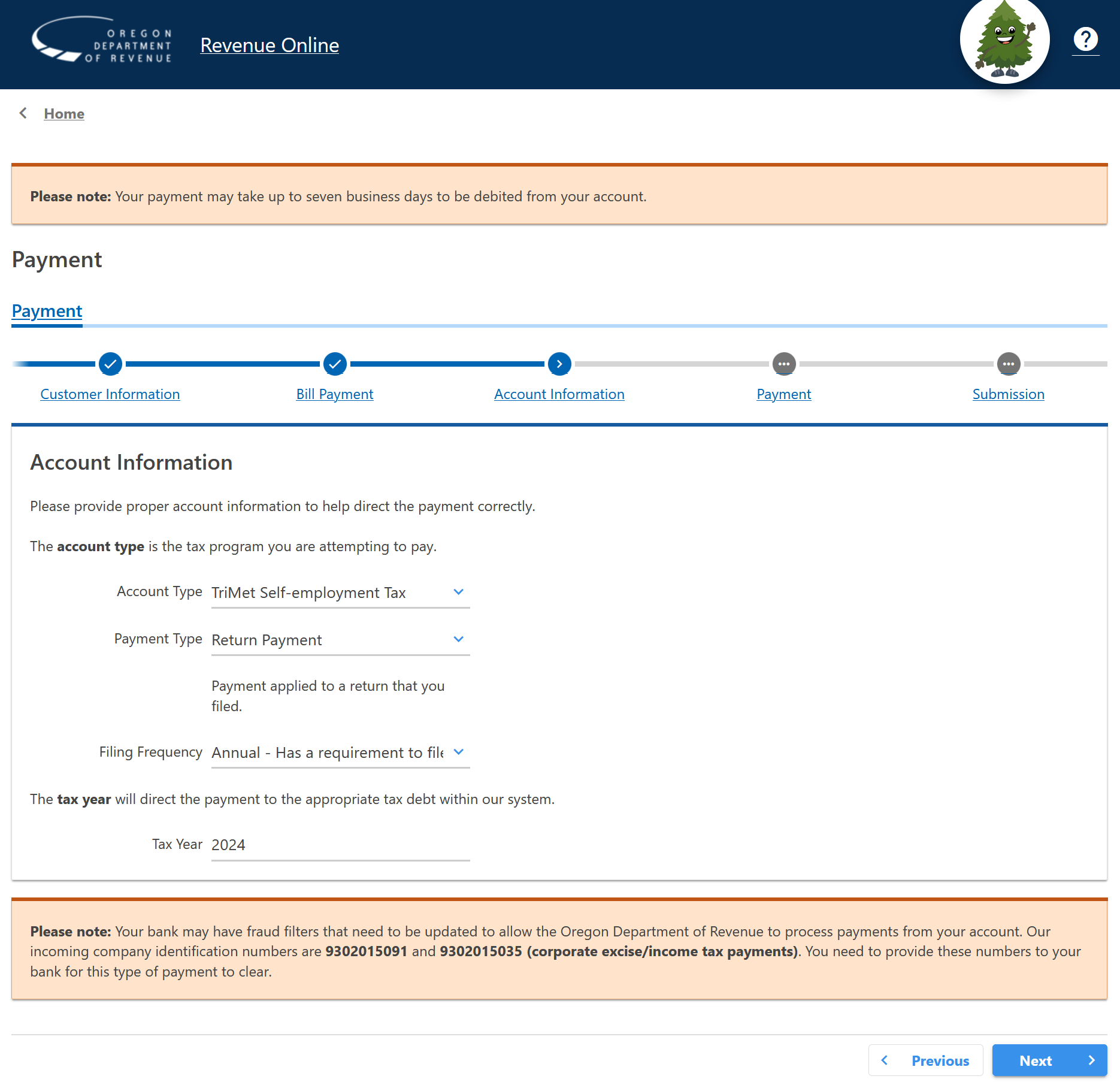 Screenshot of TriMet extension payment options to choose.